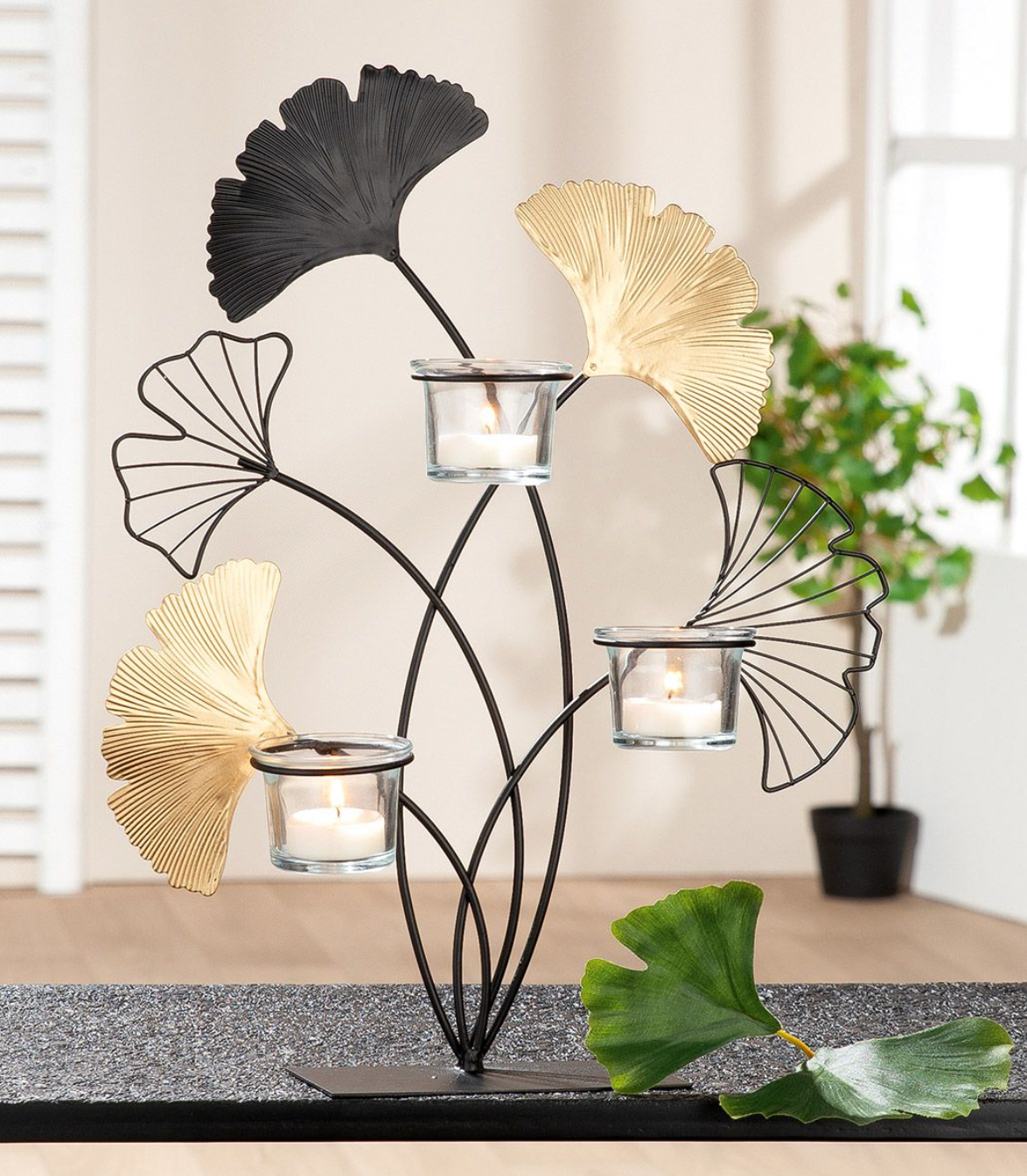 Teelichtleuchter "Ginkgo" - Tischdeko