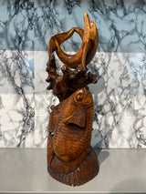 Weinflaschenhalter "Ocean Dance" - handgefertigte Holzskulptur