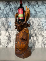 Weinflaschenhalter "Ocean Dance" - handgefertigte Holzskulptur