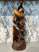 Weinflaschenhalter "Ocean Dance" - handgefertigte Holzskulptur